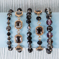 1428 - Beaded Stacked Bracelets - Black