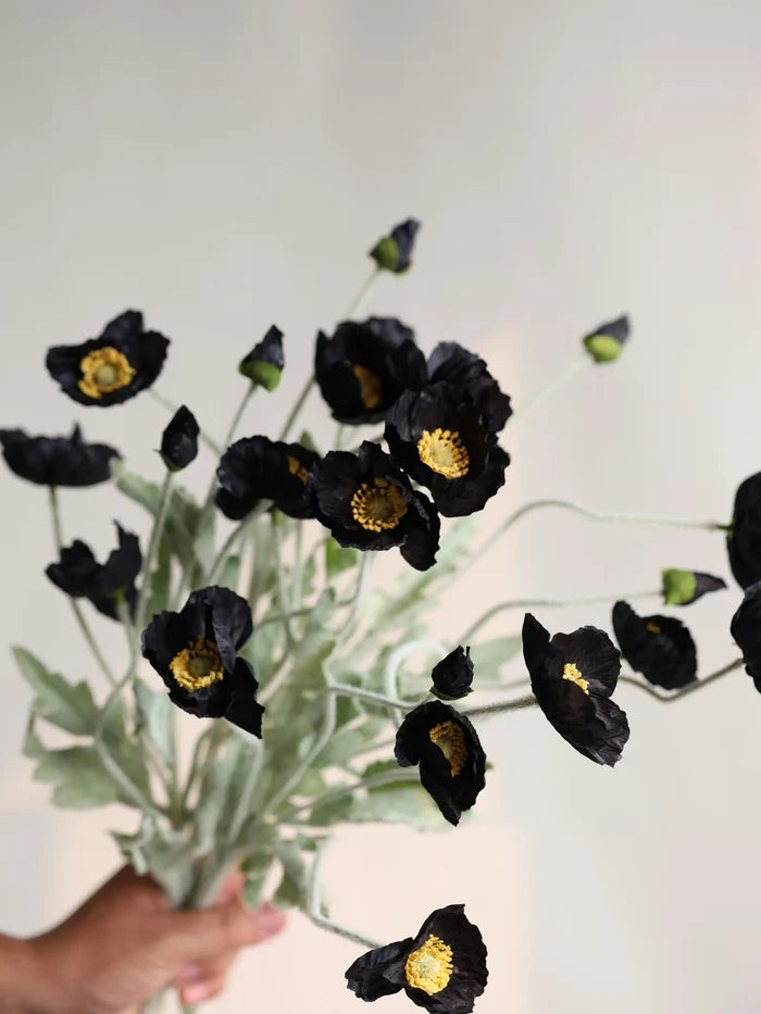 23.5" Silk Flower Poppy Branch Black - Magnolia Lane co. Home + Garden + Gift