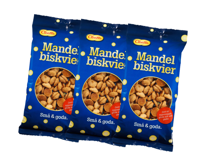 3 Bags of Cloetta Mandelbiskvier Almond Macaroons 150g (5.29 oz) – Authentic Swedish Almond Biscuits