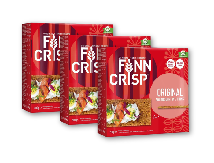 3 Packs of FINN CRISP Original Sourdough Rye Thins 200g (7.05 oz) – Authentic Finnish Wholegrain Rye Crispbread
