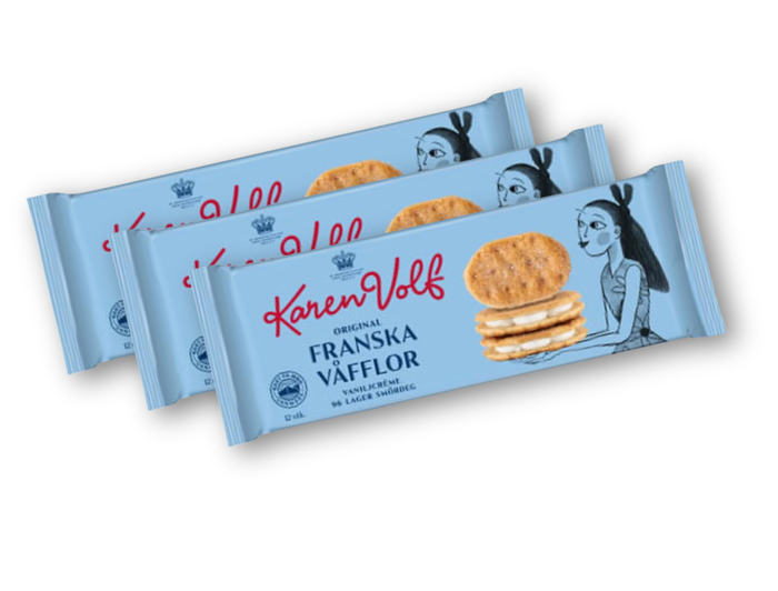3 Packs of Karen Wolf Franska Våfflor 160g (5.64 oz) – Authentic Danish French Waffles with Cream Filling
