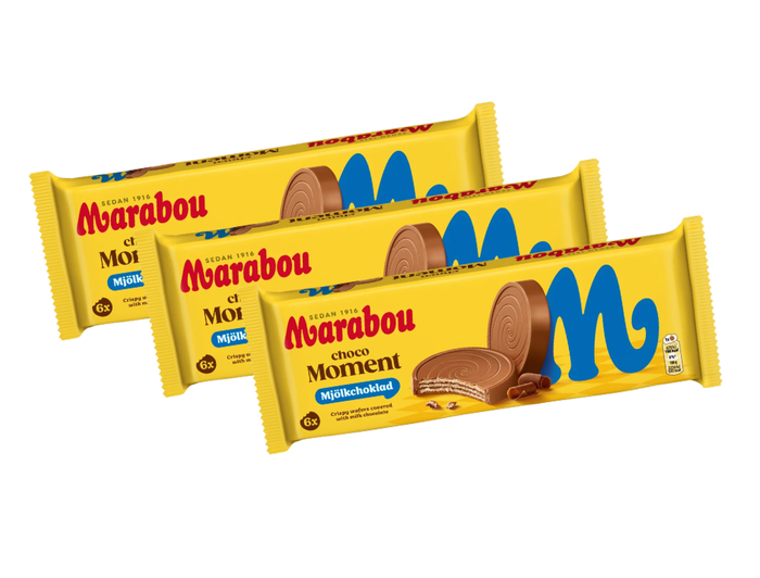 3 Packs of Marabou Choco Moment Milk Chocolate 180g (6.35 oz) – Crispy Wafer & Chocolate Cream Bites