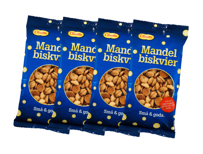 4 Bags of Cloetta Mandelbiskvier Almond Macaroons 150g (5.29 oz) – Authentic Swedish Almond Biscuits