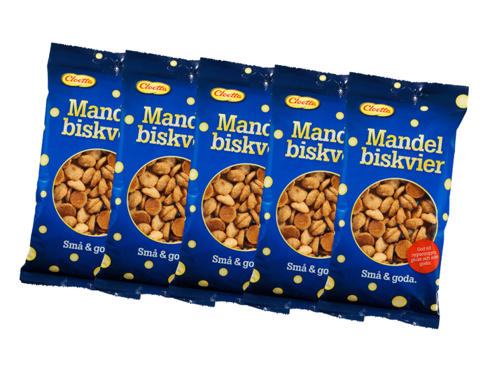 5 Bags of Cloetta Mandelbiskvier Almond Macaroons 150g (5.29 oz) – Authentic Swedish Almond Biscuits