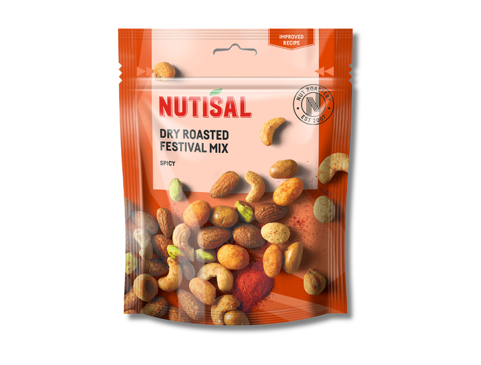 5 Packs of Nutisal Dry Roasted Festival Mix 175g (6.17 oz) – Premium Swedish Mixed Nuts with Savory Seasoning