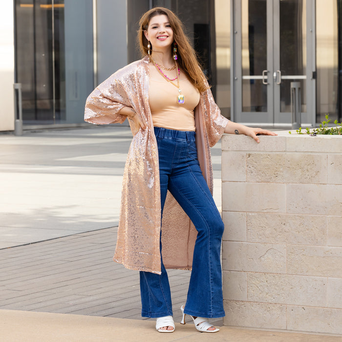 6721 - Sequin Duster - Rose Gold