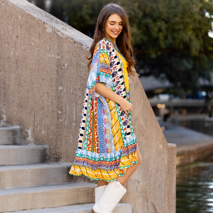 8932 - Multicolor Abstract Print Duster