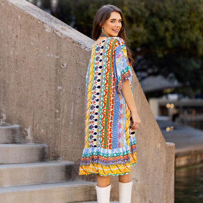 8932 - Multicolor Abstract Print Duster