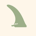 9 inch matcha green single fin with raw fiberglass finish