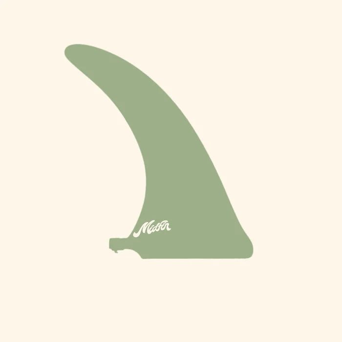 9 inch matcha green single fin with raw fiberglass finish