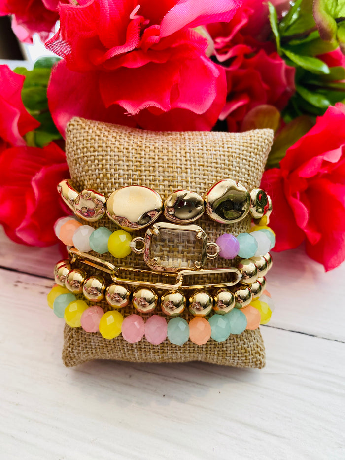 Pop of Spring Multi Gold Bracelet Stack