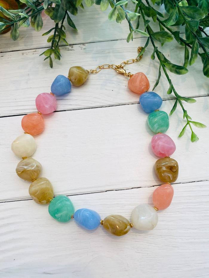 Chunky Chic Pastel Gemstone Necklace