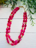Feeling Flirty Hot Pink Stone Layered Necklace