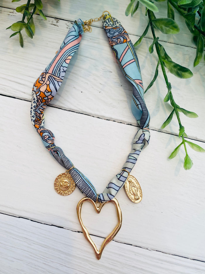 Lovely Charm Heart Scarf Necklace