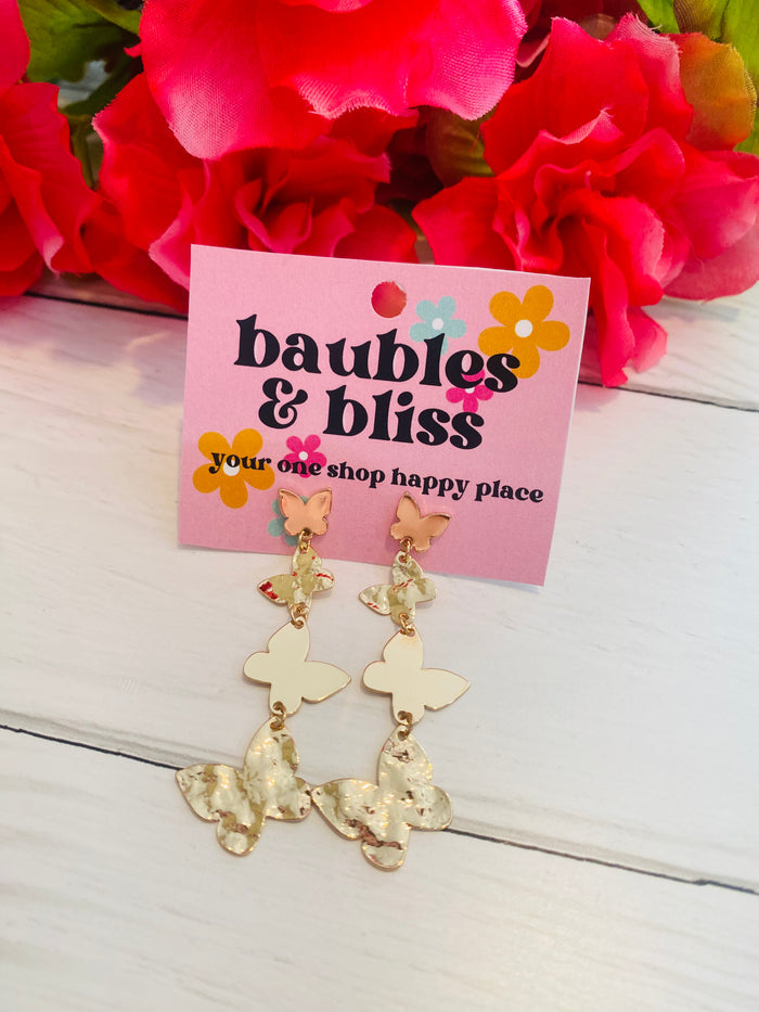 All A Flutter Gold Butterfly Earrings
