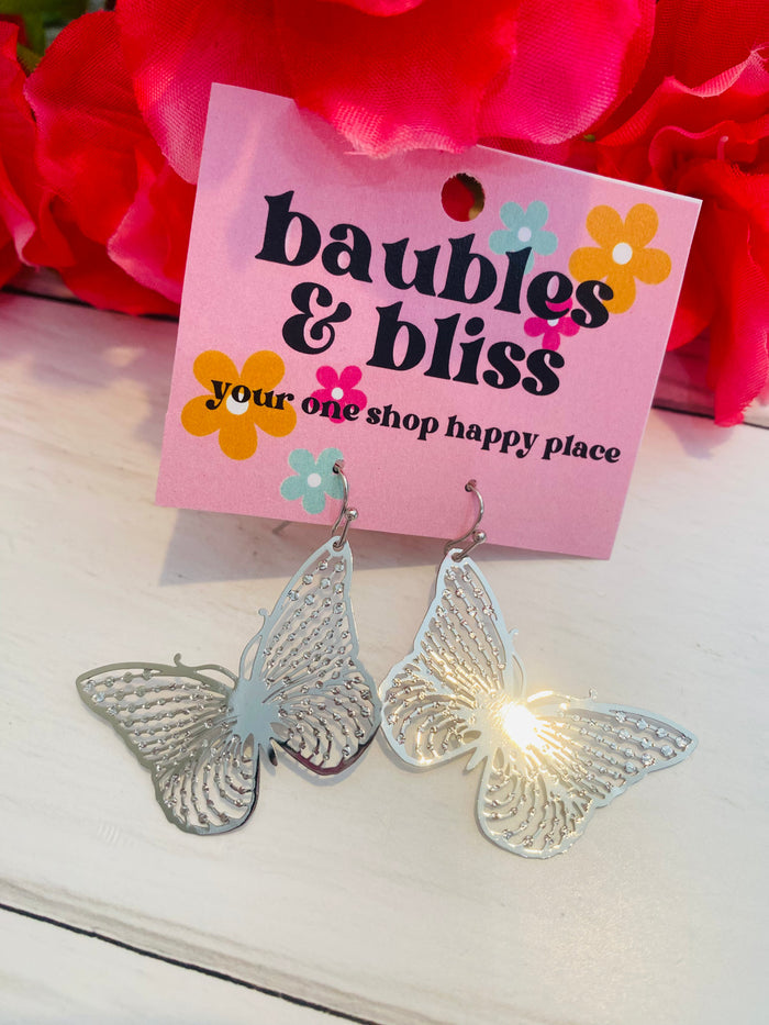 Stunning Silver Butterfly Earrings
