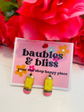 Glitter Pencil Stud Earrings