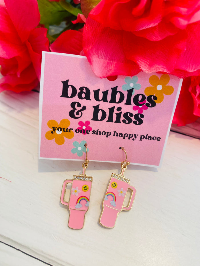 Happy Tumbler Pink Earrings