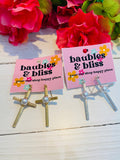 Pearl Accent Cross Earrings