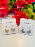 Dainty Butterfly & Pearls Stud Earring Set
