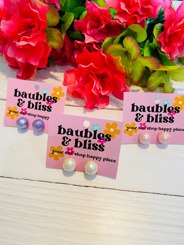 Sparkling Mini Dome Stud Earrings