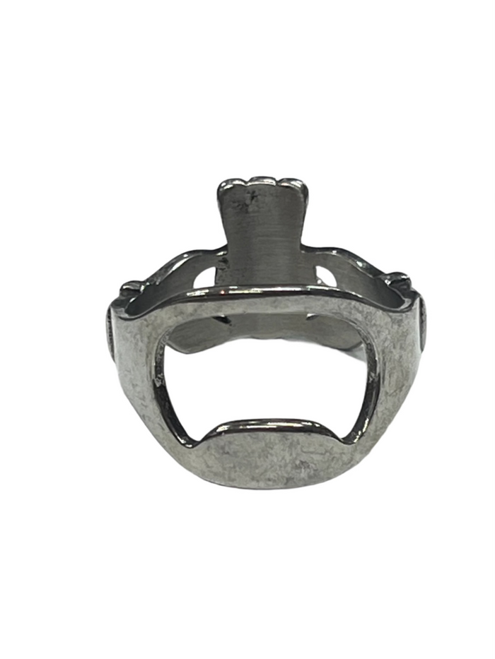 Back view of Claddagh Bottle Opener Ring - Stainless Steel Celtic Jewelry