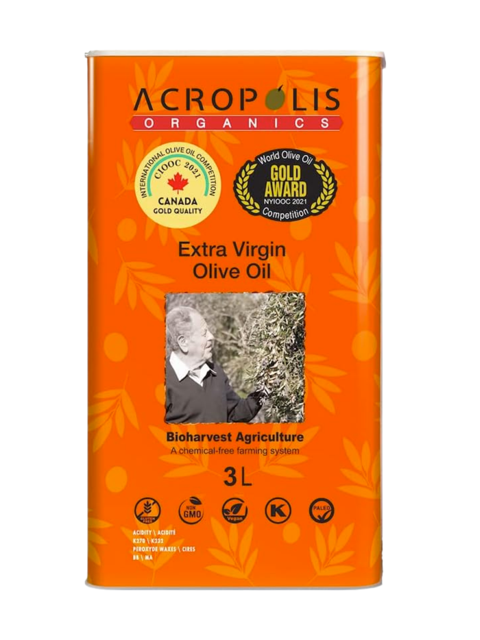 Acropolis Greek Extra Virgin Olive Oil - Bioharvest 3L Tin