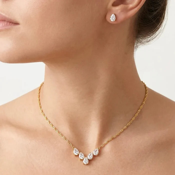 Wedding Jewelry - Silver Cubic Zirconia Bridal Jewelry Set