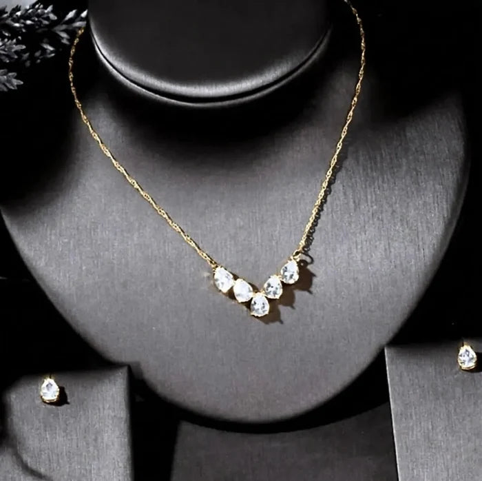 Wedding Jewelry - Silver Cubic Zirconia Bridal Jewelry Set