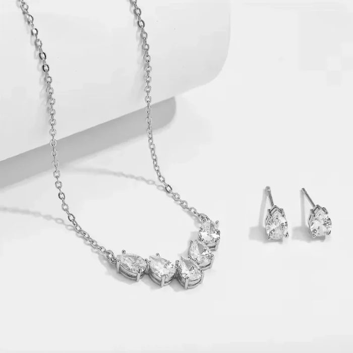 Wedding Jewelry - Silver Cubic Zirconia Bridal Jewelry Set