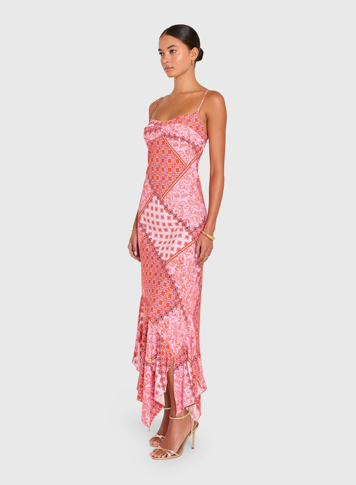 Amanda Uprichard Kaysee Midi Dress in Pink Multi