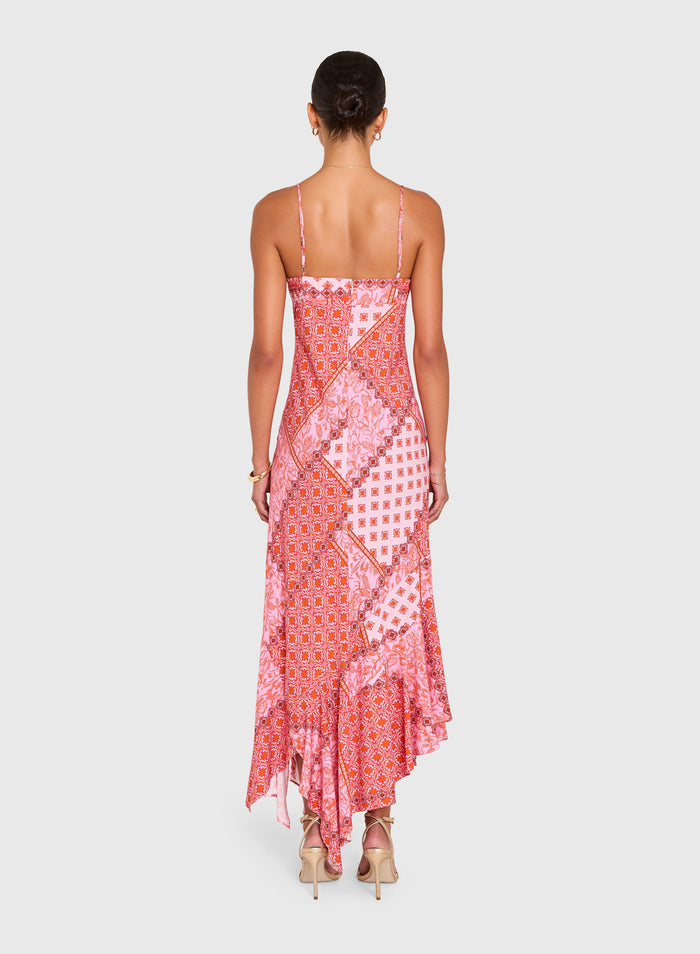 Amanda Uprichard Kaysee Midi Dress in Pink Multi