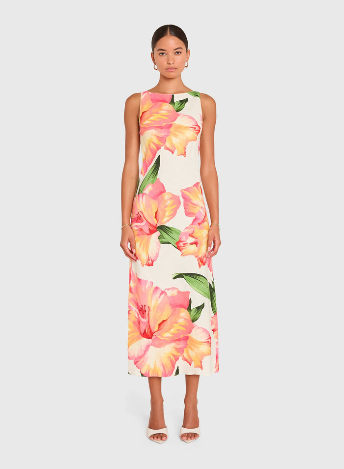 Amanda Uprichard Margo Midi Dress in Hibiscus Print