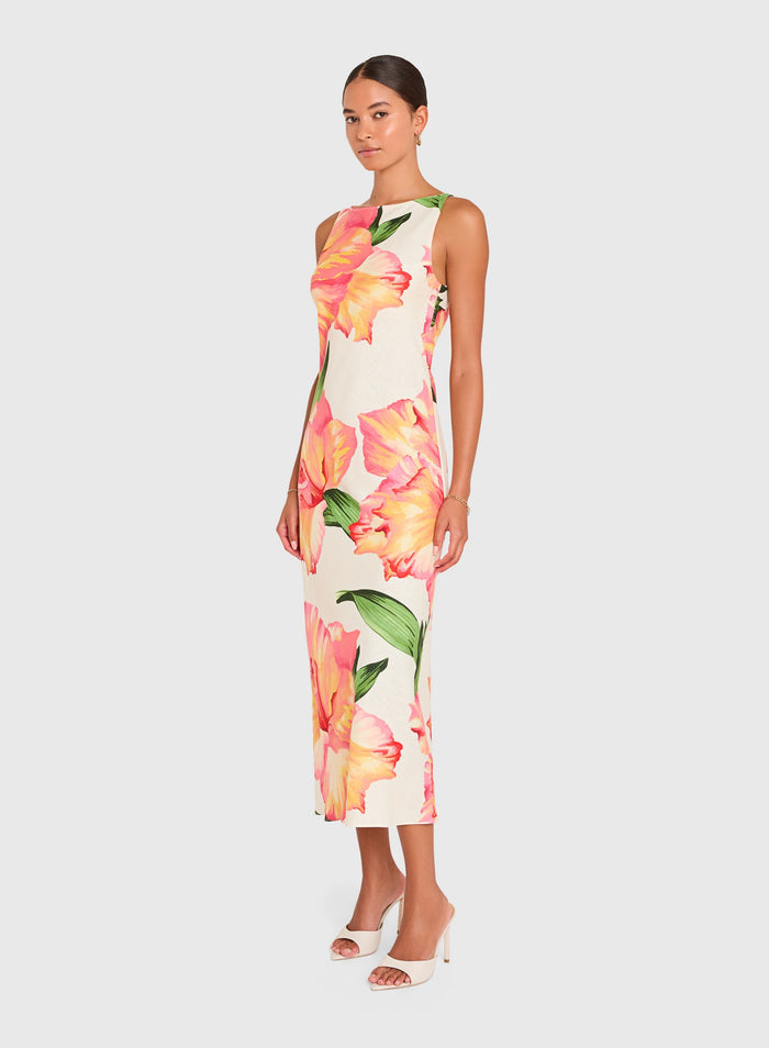 Amanda Uprichard Margo Midi Dress in Hibiscus Print