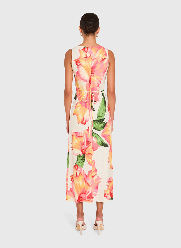 Amanda Uprichard Margo Midi Dress in Hibiscus Print