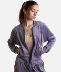 Amanda Velvet Bomber Jacket, Luxurious Dance Warm-Up Layer - J13001