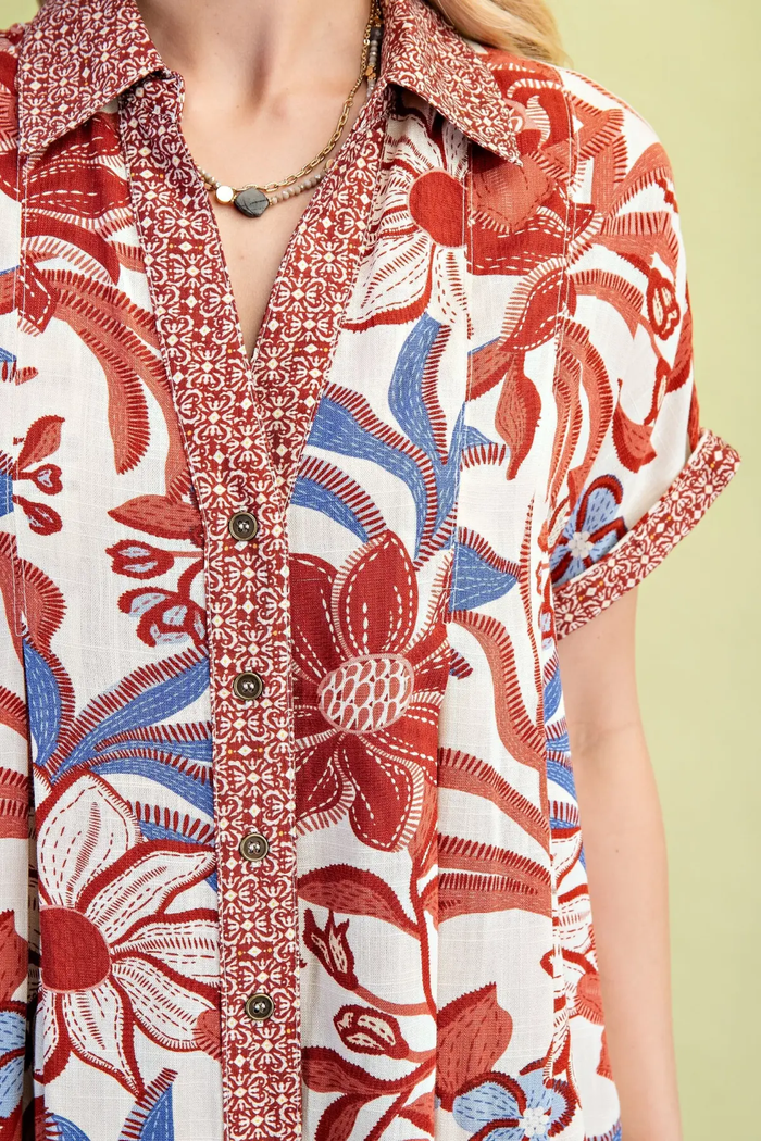 Americana Garden Button-Down Blouse