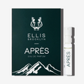 Apres 1.5ml Eau De Parfum Vial next to dark green Apres Eau De Parfum vial holder card.