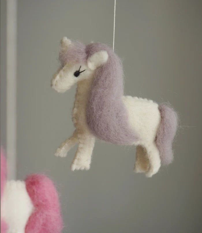 Baby Decoration Mobile - Unicorns - Purple Close Up