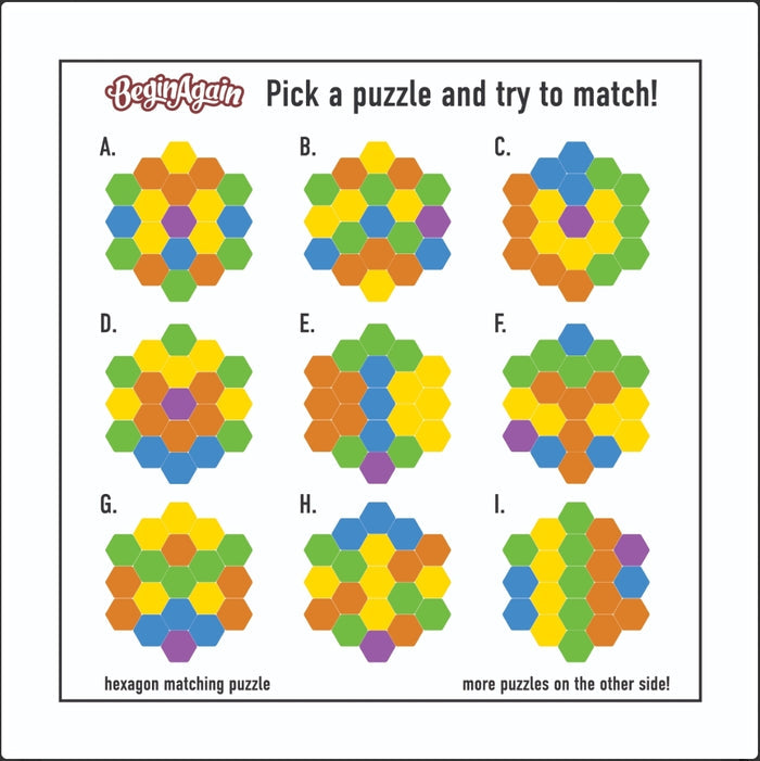 BeginAgain Hexagon Matching Puzzle