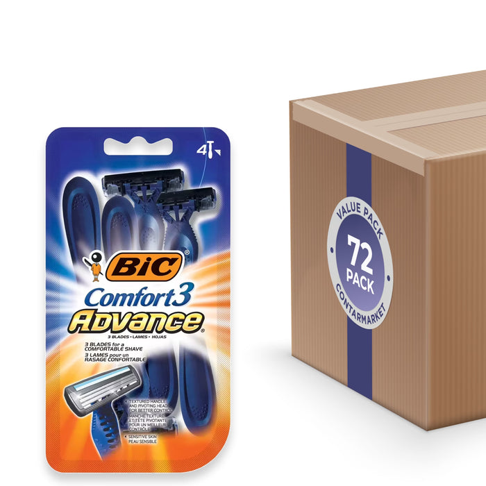 BIC Comfort 3 Advance Men's Disposable Razors - 4 Ct - 72 Pack