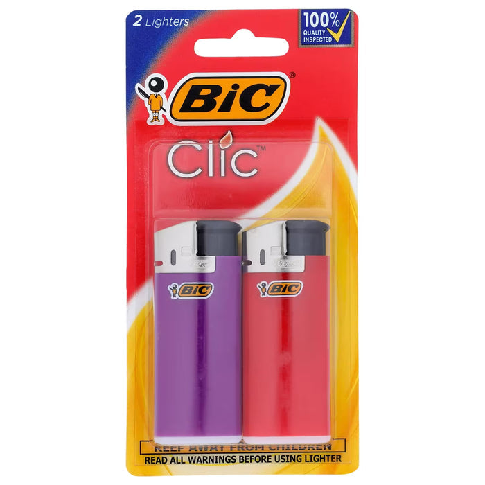 BIC Mini Clic Lighters – 2 Count – 72 Pack