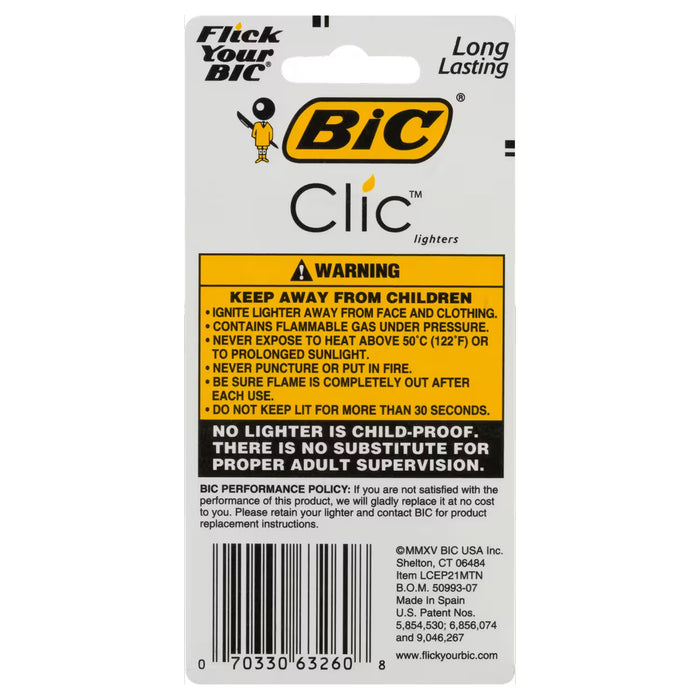 BIC Mini Clic Lighters – 2 Count – 72 Pack