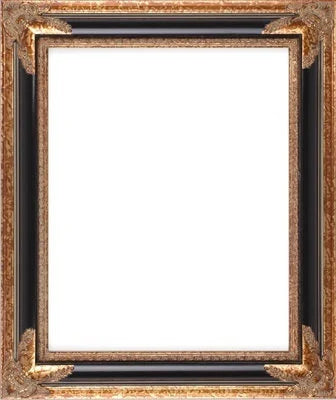 Black & Gold Leaf Ornate Picture Frame – 3" Wide Wooden Imperial Compo --Only available in store