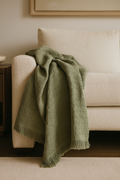 Blissful Bamboo Jacquard Throw-Olive Green