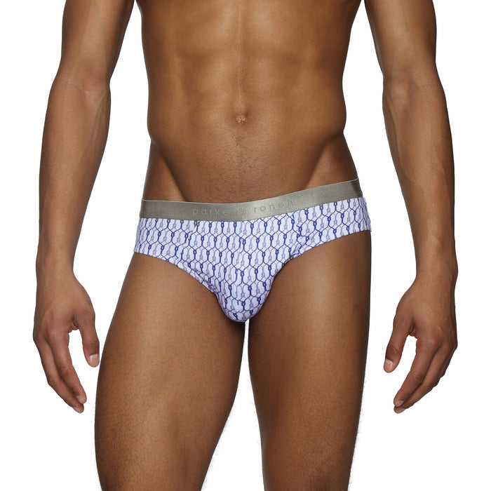 Blue Sailor's Knot Printed Low Rise Brief - Parke & Ronen
