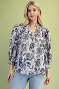Blue Willow Floral Blouse