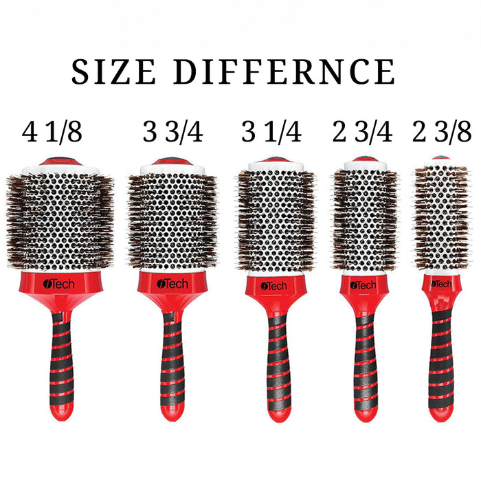 Boar & Nylon Bristle w/ Magnetic Therapy Handle Brush in 6 Sizes
