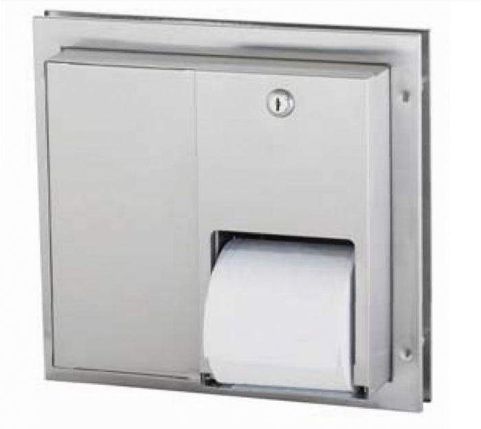 Bradley Partition 5422 Double Toilet Roll Dispenser Recessed