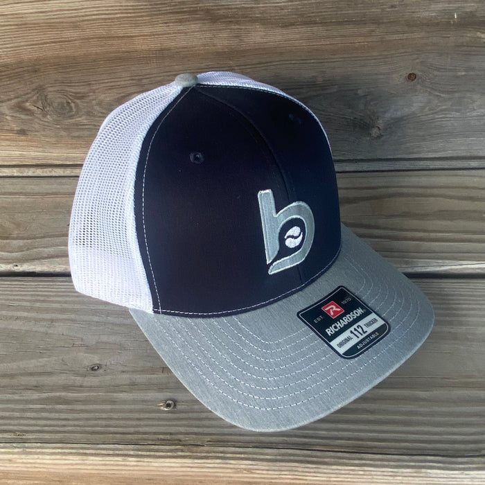 Bradley Triple Play - 3 Bradley Baseball Stand Alone "b" Trucker Hats for $55